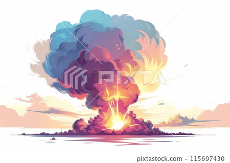 Colorful explosion with clouds of smoke in various shades 115697430