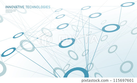 Artificial neural network technology science cloud computing. AI 3D abstract system. Polygonal blue glowing vector illustration Artificial neural network technology science cloud computing. AI 3D abstract system. Polygonal blue glowing vector illustration 115697601