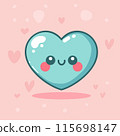 Blue Kawaii Valentine Heart vector illustration 115698147