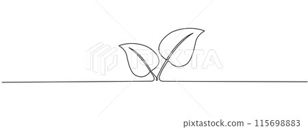 Growing sprout drawn with one continuous editable line. Growing from seed , sprouts , seedling, Eco farming concept. Simple vector single line illustration 115698883