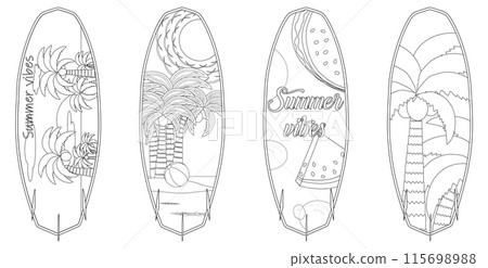 Summertime Surfboard Illustrations Vector Summertime Surfboard Illustrations Vector 115698988