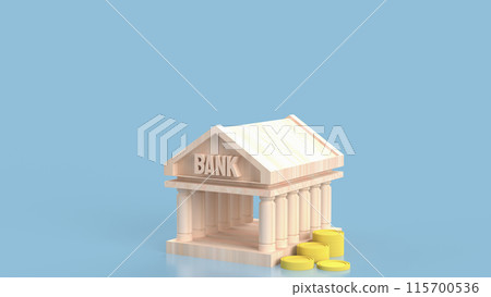 The Bank building symbol and coins for Business concept 3d rendering. 115700536
