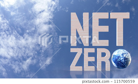 The net zero wood text and world on sky Background for eco concept 3d rendering. The net zero wood text and world on sky Background for eco concept 3d rendering. 115700559