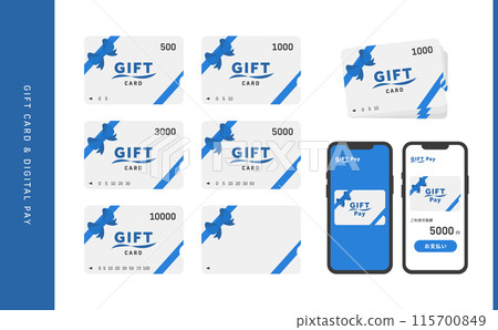 Prepaid gift card (gift certificate) and smartphone digital gift (Pay) image material set 115700849