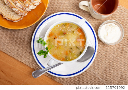 Traditional Russian soup Rassolnik Traditional Russian soup Rassolnik 115701992