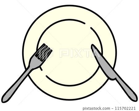 簡單的盤子、刀叉插畫素材 簡單的盤子、刀叉插畫素材 115702221