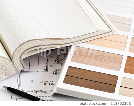 House floor plan and wallpaper and flooring samples House floor plan and wallpaper and flooring samples 115702298