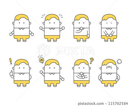 Simple and cute male illustration set Simple and cute male illustration set 115702584