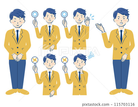 Set of men in suits bowing guide x x 3C - Stock Illustration [115703116 ...