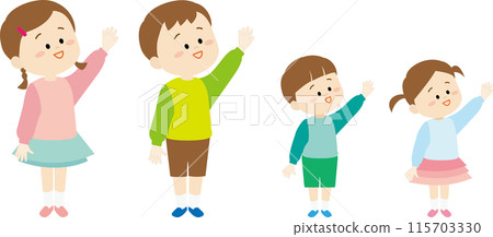 孩子們舉手的插圖 孩子們舉手的插圖 115703330