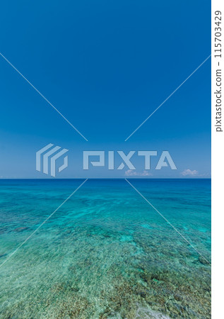 Scenic view of Caribbean Ocean at Punta Sur, Isla Mujeres Scenic view of Caribbean Ocean at Punta Sur, Isla Mujeres 115703429