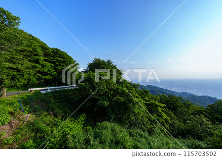 奈良縣與大阪府交界處的 600m 四季生駒天際線的夜景 用超廣角鏡頭捕捉到的大阪夜空山脊線 奈良縣與大阪府交界處的 600m 四季生駒天際線的夜景 用超廣角鏡頭捕捉到的大阪夜空山脊線 115703502