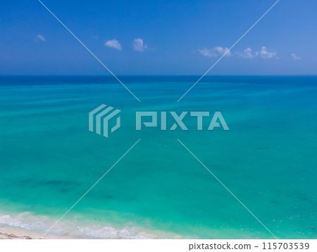 Drone view of Caribbean Sea at Isla Blanca, Mexico Drone view of Caribbean Sea at Isla Blanca, Mexico 115703539