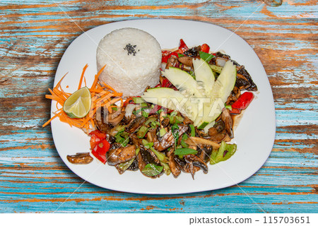 Beef Pad Kaprao thai food Beef Pad Kaprao thai food 115703651