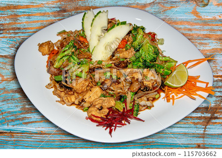 Pad See Ew thai food in a restaurant Pad See Ew thai food in a restaurant 115703662