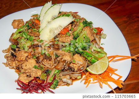 Pad See Ew thai food in a restaurant Pad See Ew thai food in a restaurant 115703665
