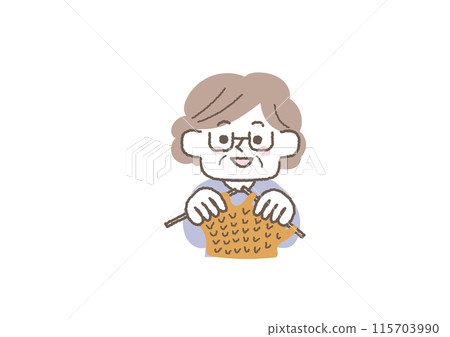 一位高級婦女編織的插圖 115703990