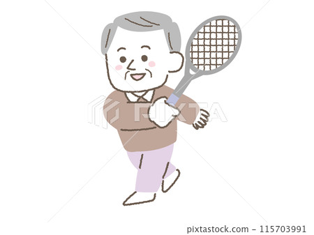 打網球的老人的插圖 打網球的老人的插圖 115703991