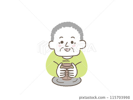 一位老人在陶輪上製作陶器的插圖 一位老人在陶輪上製作陶器的插圖 115703998