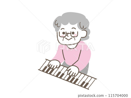 一位資深女性彈鋼琴的插圖 115704000