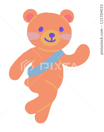 Illustration of a cute bear running in a relay race 115704033
