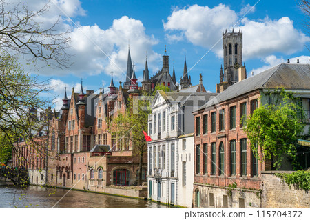 Belgium Bruges canal cityscape 115704372