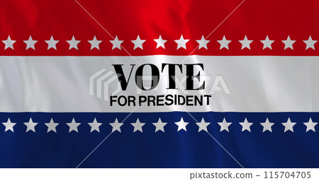 Image of vote for president text over american flag colour stripes and white stars 115704705