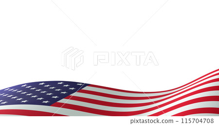 Image of waving united states of america flag, bottom with white copy space above 115704708