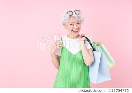 Senior woman shopping 115704775