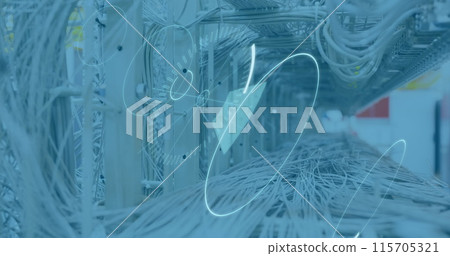 Image of text with globe and network of connections 115705321