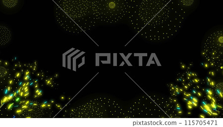 Image of yellow shapes on black backrgound 115705471