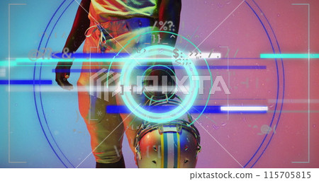 Image of data processing over african american american football player 115705815