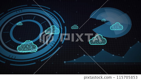 Image of cloud icons, scope scanning and data... - Stock Illustration ...