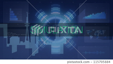 Image of simulation text and data processing Image of simulation text and data processing 115705884