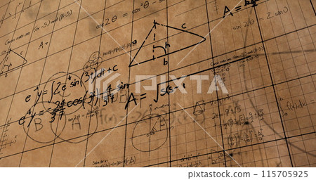Math equations and figures animate on a screen with square patterns for back to school 4k. Math equations and figures animate on a screen with square patterns for back to school 4k. 115705925