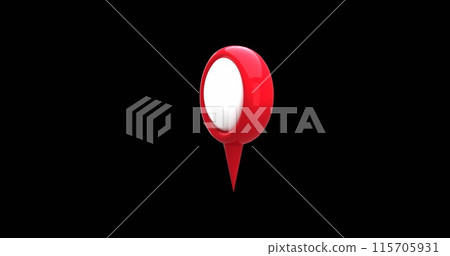 Red map pin icon zooms and hovers on black background in 4K. Red map pin icon zooms and hovers on black background in 4K. 115705931