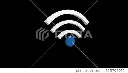 Digital image of a wifi symbol up and down in the screen against the black background Digital image of a wifi symbol up and down in the screen against the black background 115706051