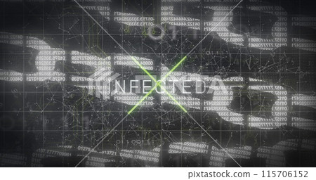 Image of infected and block chain over black background 115706152