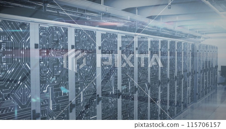 Image of data processing over server room Image of data processing over server room 115706157