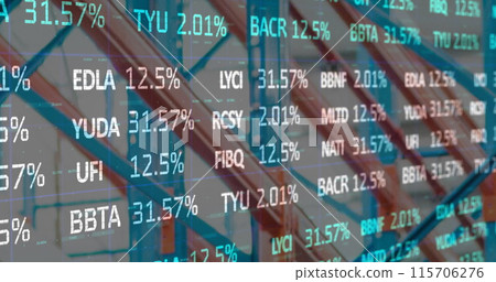 Image of data processing over empty warehouse 115706276