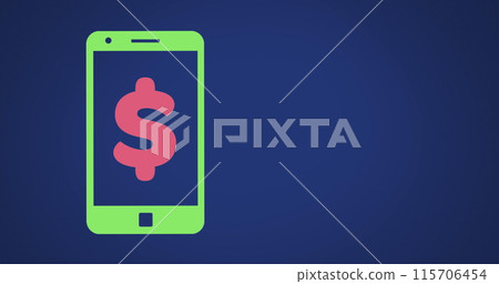 A smartphone displays a dollar sign symbol on its screen A smartphone displays a dollar sign symbol on its screen 115706454
