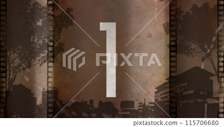 Image of countdown to midnight on distressed background Image of countdown to midnight on distressed background 115706680