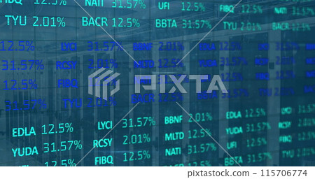 Image of cyber attack text and financial data processing over computer servers 115706774