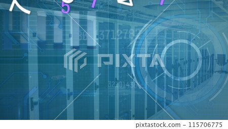 Image of scope scanning and data processing over cityscape Image of scope scanning and data processing over cityscape 115706775
