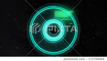Image of processing circle over black background with diverse shapes 115706866