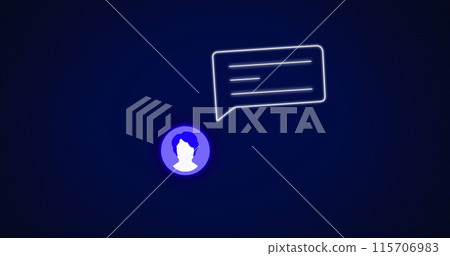 Image of social media icons and text over purple background 115706983