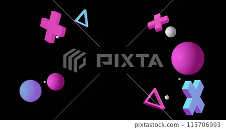 Image of social media like and love icons over black background 115706993