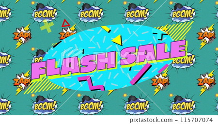 Flash Sale ad with vintage comic flair on a green background. 115707074
