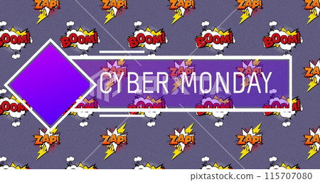 Cyber Monday promo with vintage comic theme on a purple background. Cyber Monday promo with vintage comic theme on a purple background. 115707080
