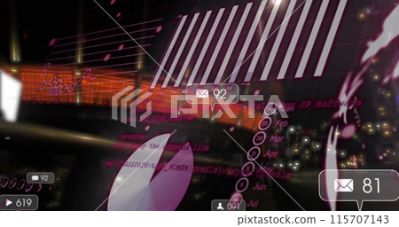 Image of data processing over cityscape Image of data processing over cityscape 115707143
